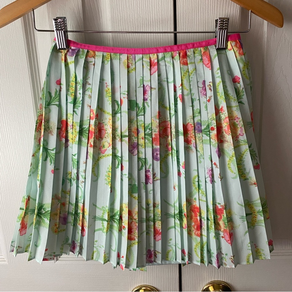 baker by TED BAKER Blue‎ Floral Spring Cottagecore Accordion Pleated Skirt 12